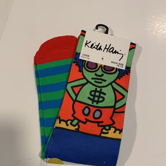 Keith Haring socks 2 pair NWT Sz 10 -13 - Picture 7 of 7